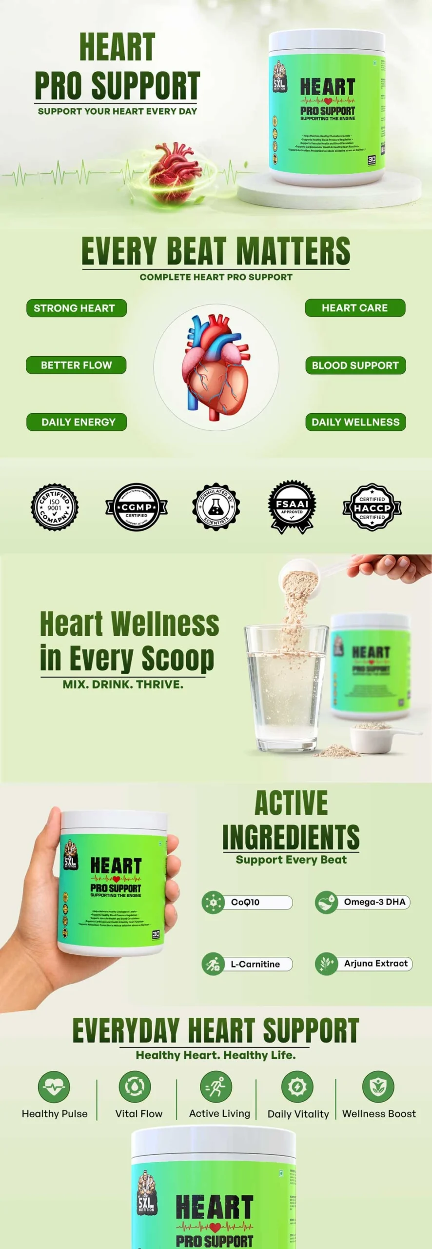 Heart Pro Support banner from The 5XL Nutrition highlighting daily cardiovascular and circulation support